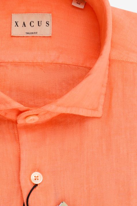 Men's Shirt Xacus Regular Plain 100% linen collar French Long sleeve