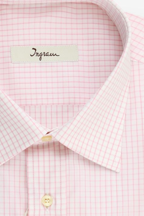 Men's Shirt Ingram Classic Check 100% cotton collar Italian Long sleeve