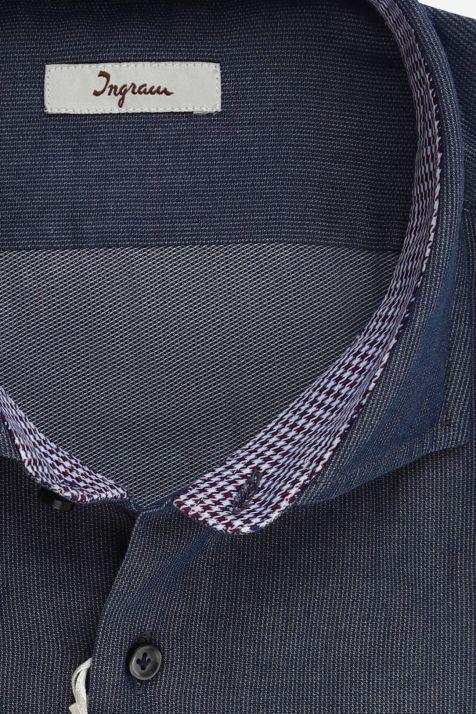 Camisa Hombre Ingram Slim Diseño  100% algodón cuello Francés Manga larga