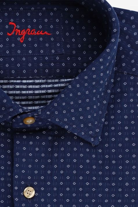 Camisa Hombre Ingram Regular Diseño  100% algodón cuello Francés Manga larga