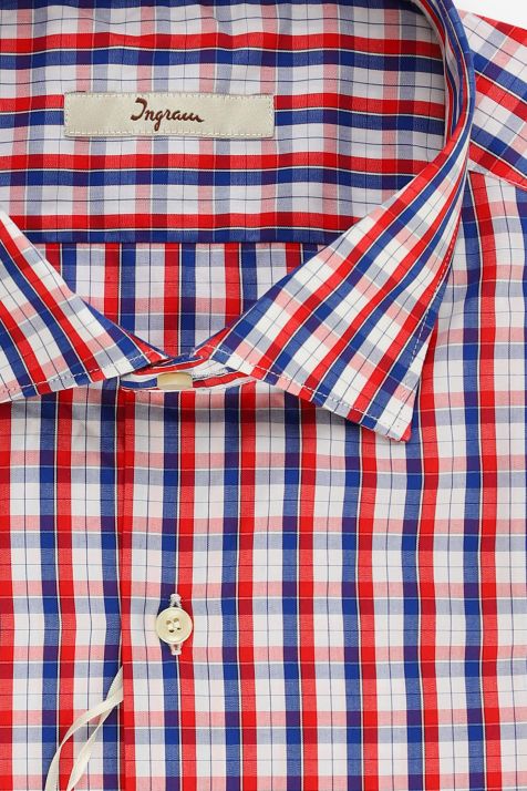 Men's Shirt Ingram Slim Check 100% cotton collar French Long sleeve