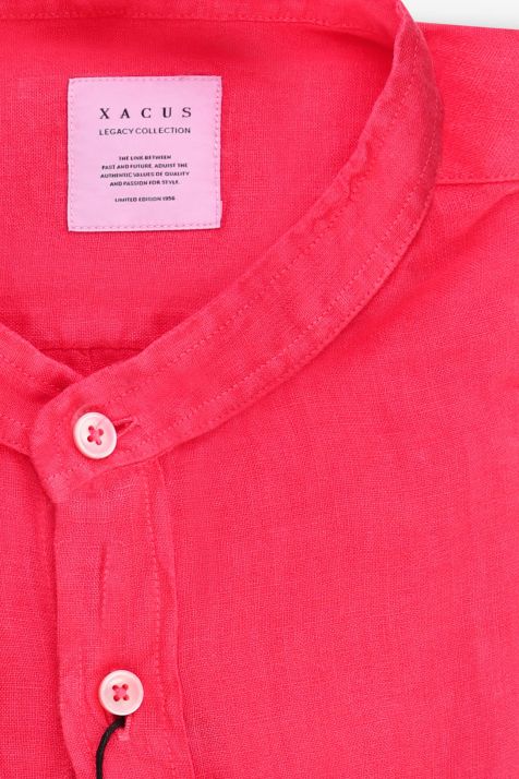 Men's Shirt Xacus Regular Plain 100% linen collar Mandarin Long sleeve