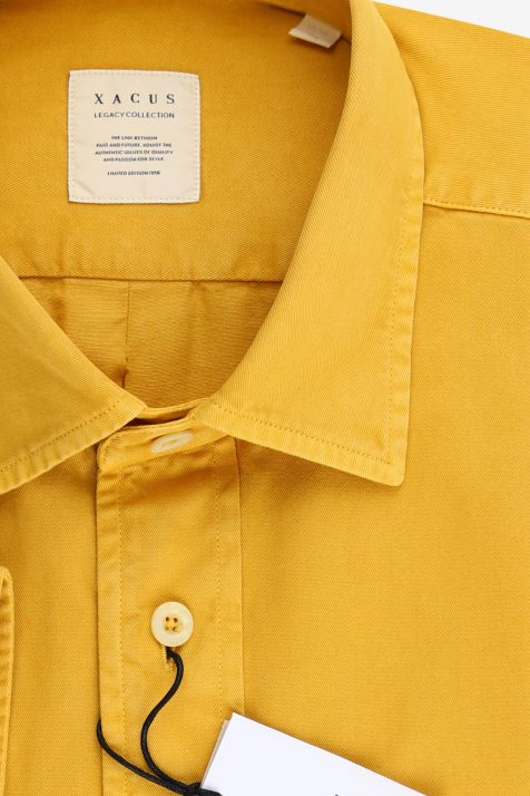 Camisa Hombre Xacus Regular Lisa 100% algodón cuello Italiano Manga larga