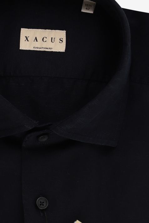 Men's Shirt Xacus Classic Plain 85% Coton 15% Linen collar French Long sleeve