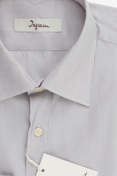 Men's Shirt Ingram Slim Semi-plain 100% cotton collar Italian Long sleeve