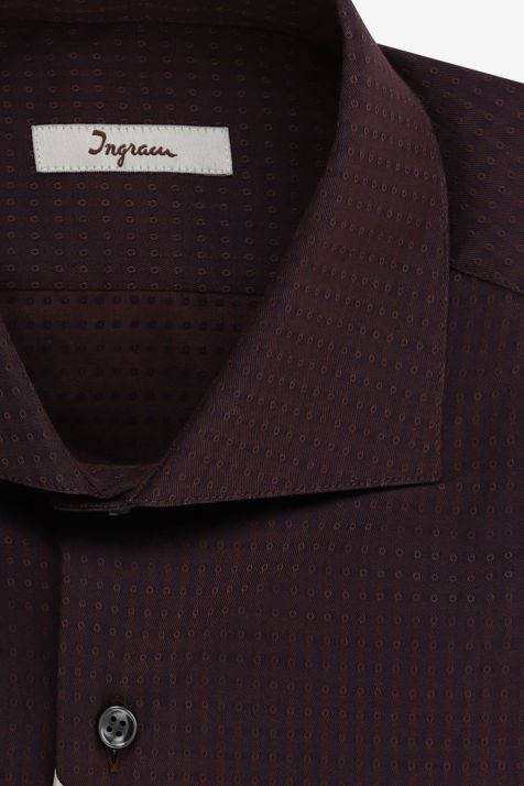 Men's Shirt Ingram Slim Semi-plain 100% cotton collar French Long sleeve