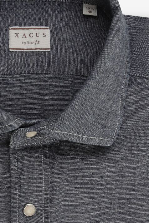 Men's Shirt Xacus Regular Plain 100% cotton collar French Long sleeve