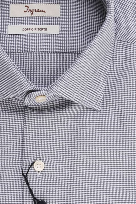 Chemise Homme Ingram Slim Partiellement  100% coton col Italien Manche longue