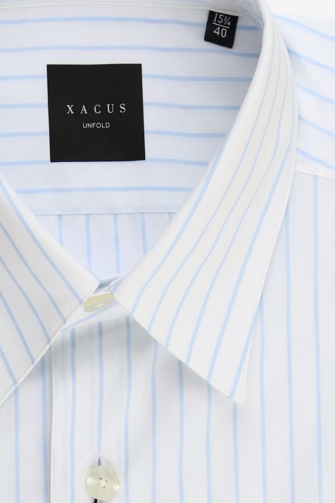 Men's Shirt Xacus Regular Stripe 100% cotton collar Italian Long sleeve