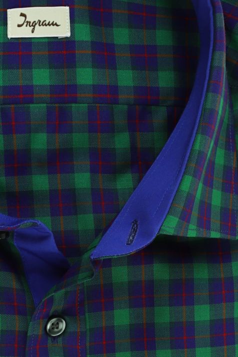 Chemise Homme Ingram Regular Carreaux 100% coton col Italien Manche longue