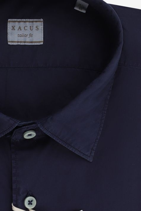 Camisa Hombre Xacus Regular Lisa 100% algodón cuello Italiano Manga larga