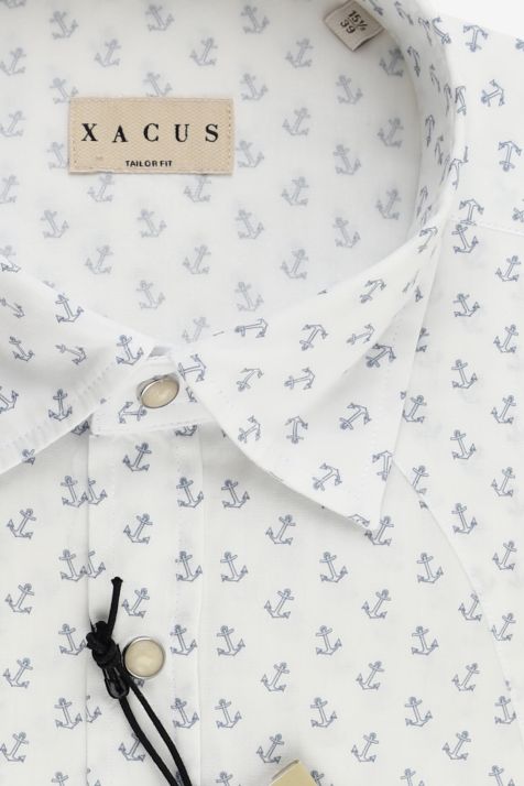 Camisa Hombre Xacus Regular Estampada 100% algodón cuello Italiano Manga larga