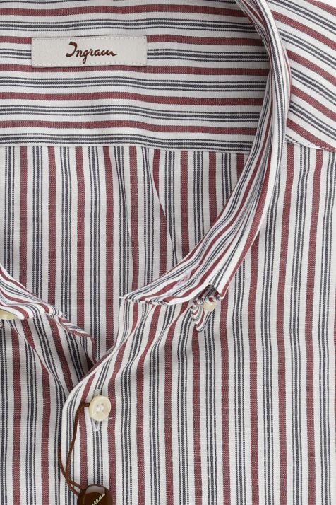 Camisa Hombre Ingram Regular Rayas 100% algodón cuello Abotonado Manga larga