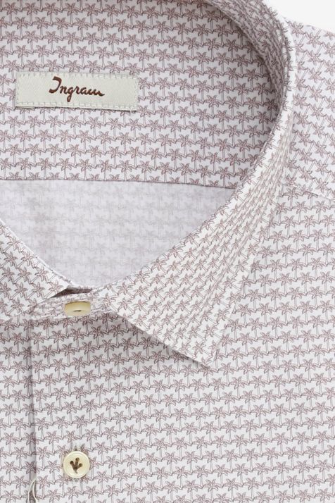 Camisa Hombre Ingram Regular Estampada 100% algodón cuello Francés Manga larga