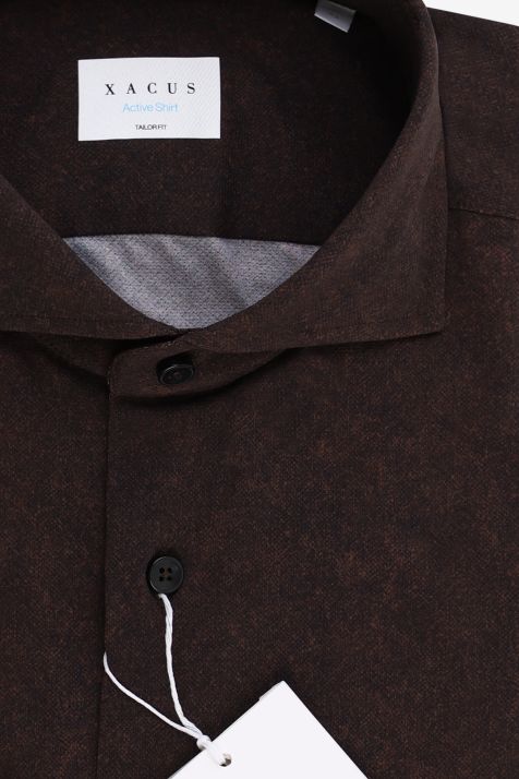 Men's Shirt Xacus Regular Plain 86% poliammide 14% elastan  collar French Long sleeve