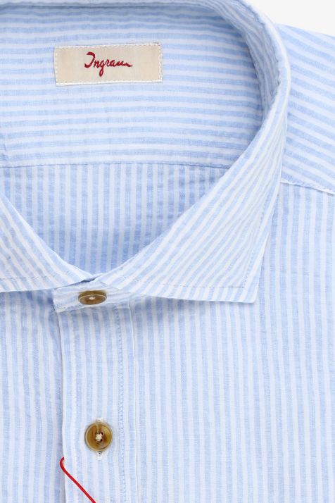 Camisa Hombre Ingram Regular Rayas 100% algodón cuello Francés Manga larga