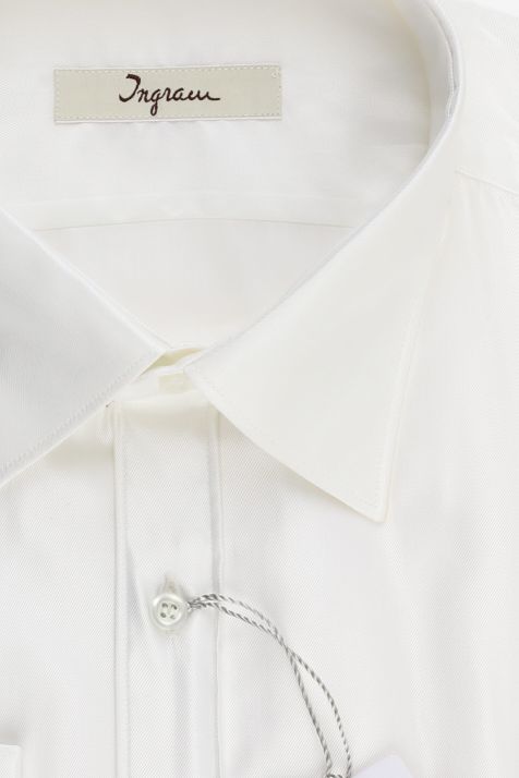 Men's Shirt Ingram Slim Plain 60% cotton 40% viscose collar Italian Long sleeve