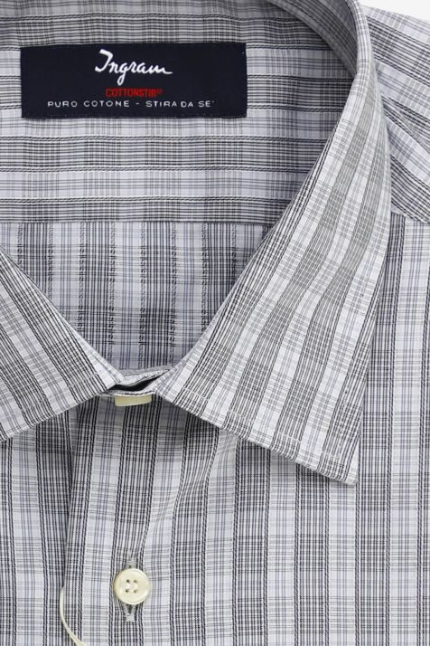Camisa Hombre Ingram Regular No Plancha Cuadros 100% algodón cuello Francés Manga larga