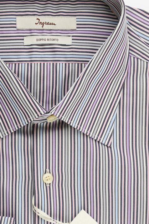 Chemise Homme Ingram Slim Rayures 62% co 36% pl 2% ea col Classique Manche longue