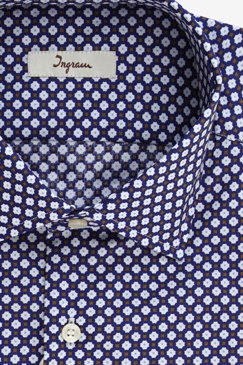 Camisa Hombre Ingram Regular Estampada 100% algodón cuello Francés Manga larga
