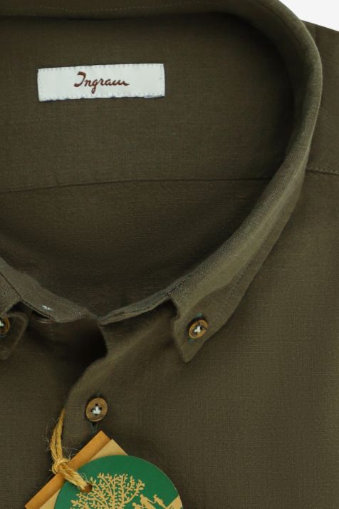 Camisa Hombre Ingram Regular Lisa 96% algodón 4% elastan cuello Abotonado Manga larga
