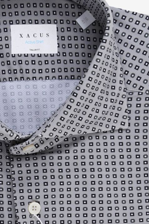 Men's Shirt Xacus Regular Semi-plain 86%  polyamide 14% elastane collar French Long sleeve
