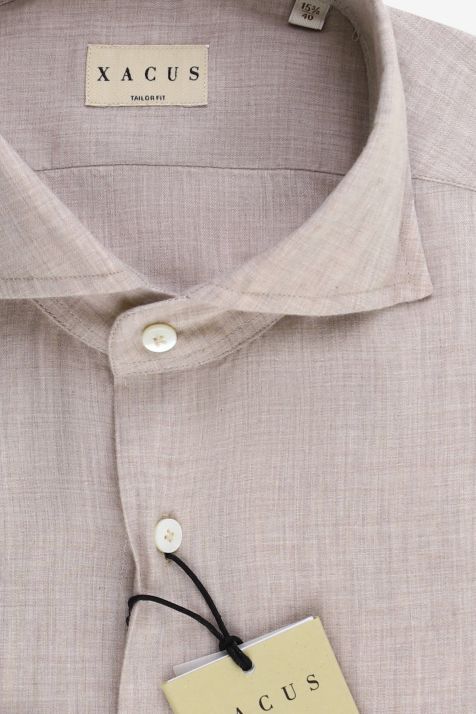 Camisa Hombre Xacus Regular Lisa 100% algodón cuello Francés Manga larga