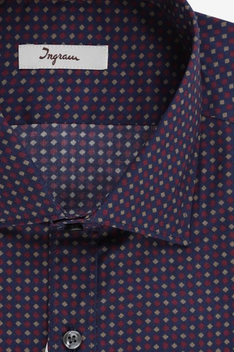 Chemise Homme Ingram Slim Partiellement  100% coton col Italien Manche longue