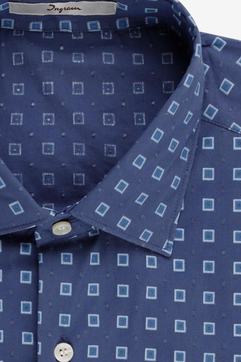 Camisa Hombre Ingram Slim Diseño  100% algodón cuello Francés Manga larga
