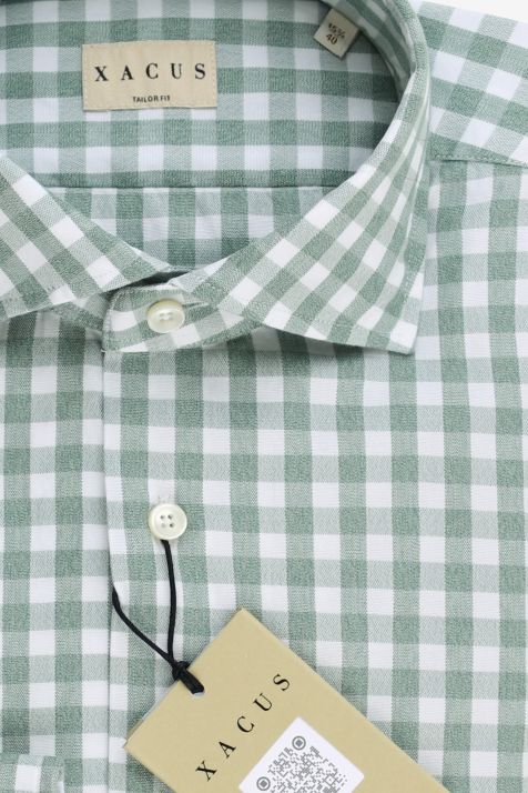 Men's Shirt Xacus Regular Check 100% cotton collar French Long sleeve
