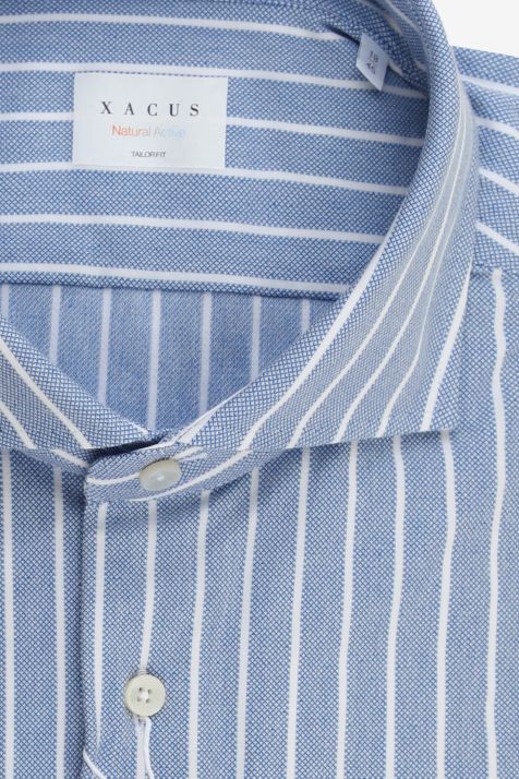 Men's Shirt Xacus Regular Stripe 52% cotton 34% polyammide 14% elastane collar French Long sleeve