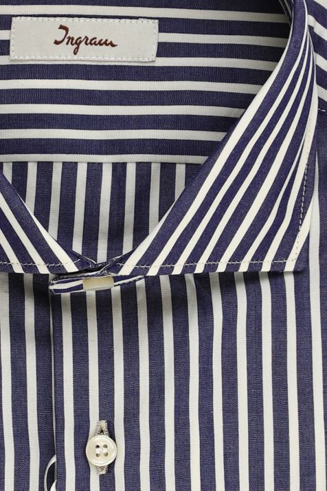Men's Shirt Ingram Slim Stripe 100% cotton collar French Long sleeve