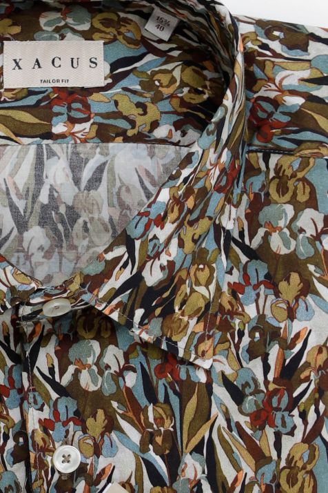 Hemd Herren Xacus Regular Muster 100% Baumwolle gewaschen kragen Italienisch Lange Ärmel