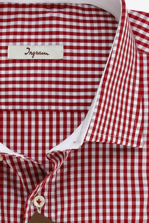 Camisa Hombre Ingram Classic Cuadros 100% algodón cuello Francés Manga larga