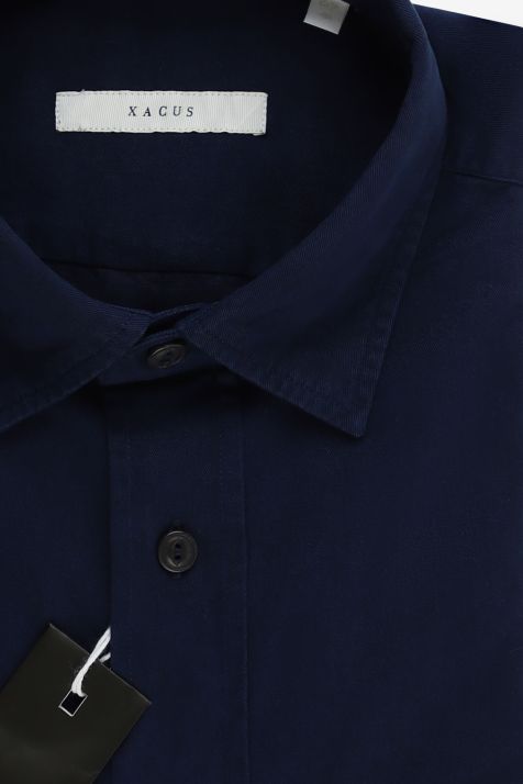 Hemd Herren Xacus Regular Einfarbig 100% Baumwolle kragen Italienisch Kurze Ärmel