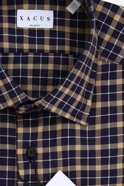 Camisa Hombre Xacus Regular Cuadros 100% algodón cuello Francés Manga larga