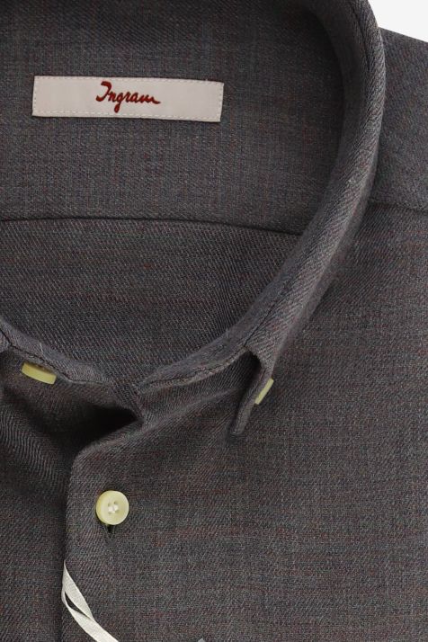 Men's Shirt Ingram Regular Plain 45% cotton 15% viscose 30% wool 10% nylon collar Button down Long sleeve