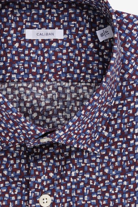 Hemd Herren Caliban Slim Muster 97% Baumwolle 3% elastan kragen Französisch Lange Ärmel