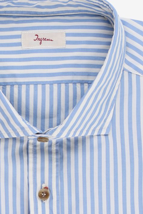 Men's Shirt Ingram Slim Stripe 100% cotton collar French Long sleeve