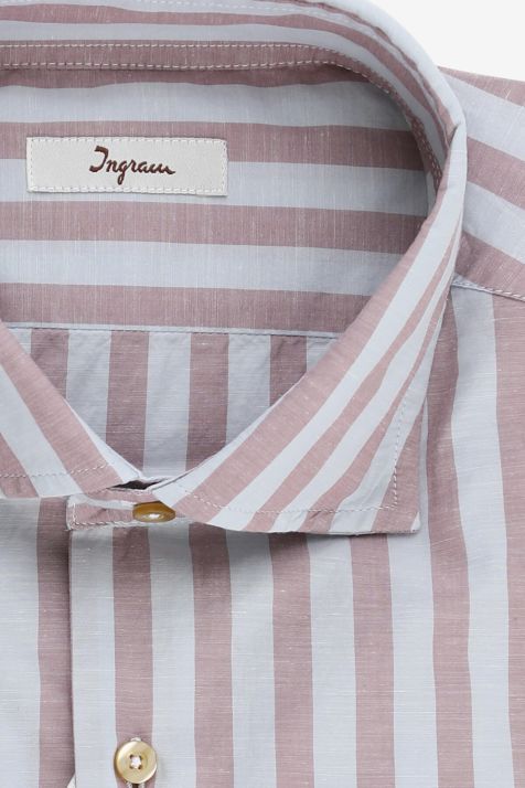 Men's Shirt Ingram Slim Stripe 100% cotton collar French Long sleeve