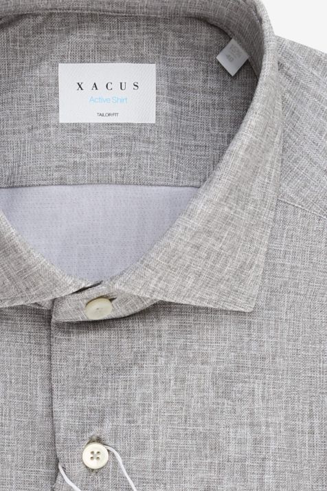 Men's Shirt Xacus Regular Plain 86%  polyamide 14% elastane collar French Long sleeve