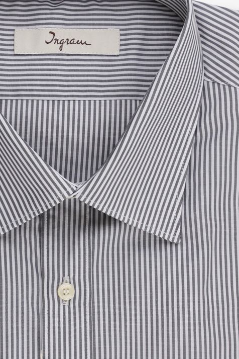 Men's Shirt Ingram Slim Stripe 96% cotton 4% elastan collar Italian Long sleeve
