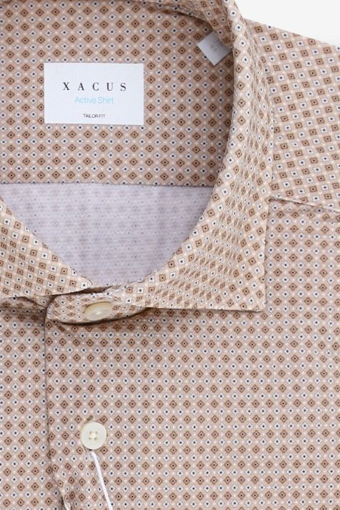 Men's Shirt Xacus Regular Semi-plain 84% polyamide 16% elastane collar French Long sleeve