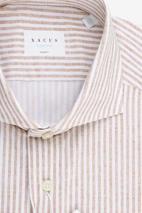 Camisa Hombre Xacus Regular Rayas 86% poliamida 14% elastano cuello Francés Manga larga
