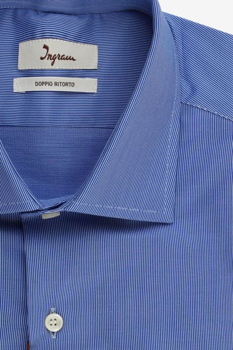 Camisa Hombre Ingram Slim Rayas 100% algodón cuello Francés Manga larga