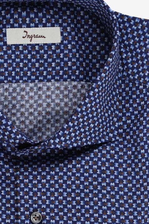 Hemd Herren Ingram Slim Muster 100% Baumwolle kragen Französisch Lange Ärmel