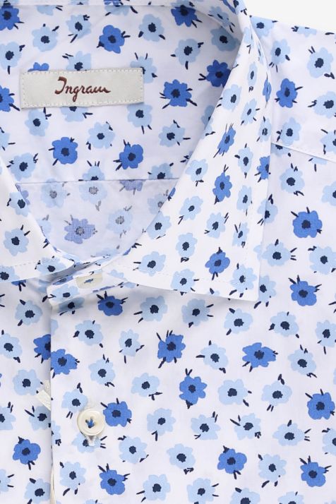 Men's Shirt Ingram Slim Patterned 55% linen 45% cotton collar French Long sleeve