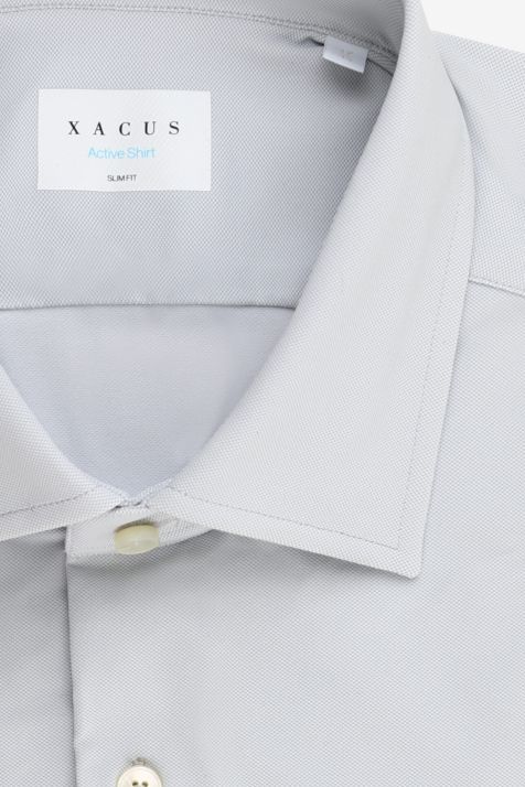 Men's Shirt Xacus Slim Plain 86%  polyamide 14% elastane collar French Long sleeve