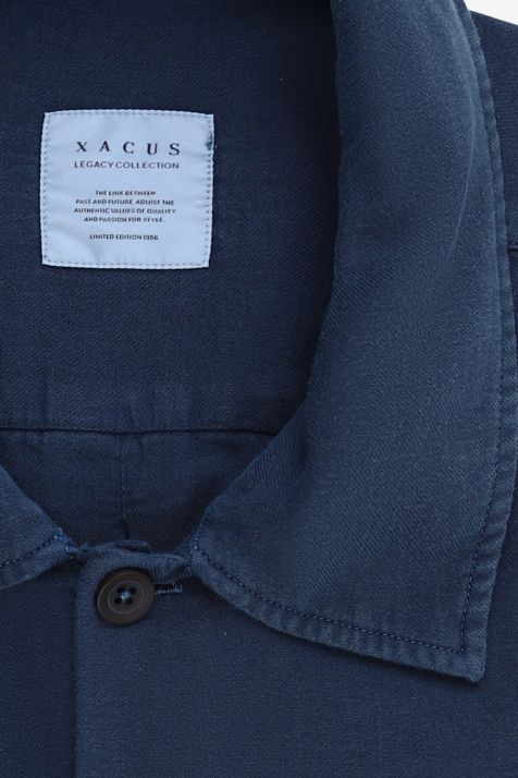 Men's Shirt Xacus Regular Plain 100% cotton collar Italian Long sleeve