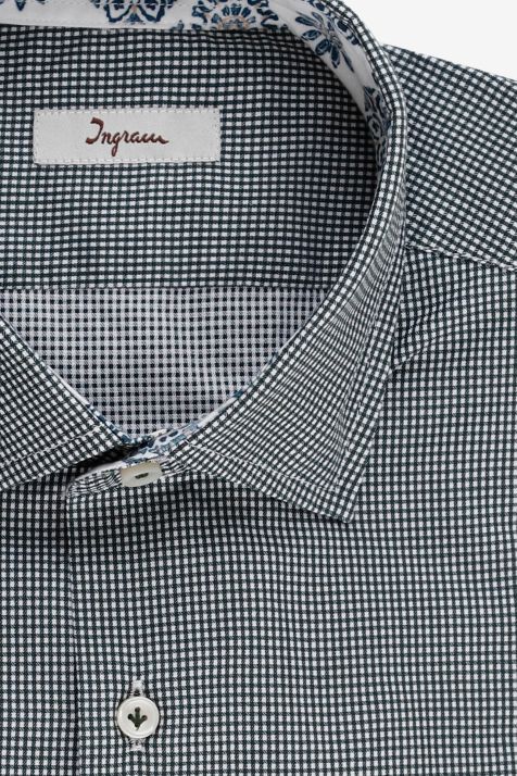 Men's Shirt Ingram Slim Check 100% cotton collar French Long sleeve